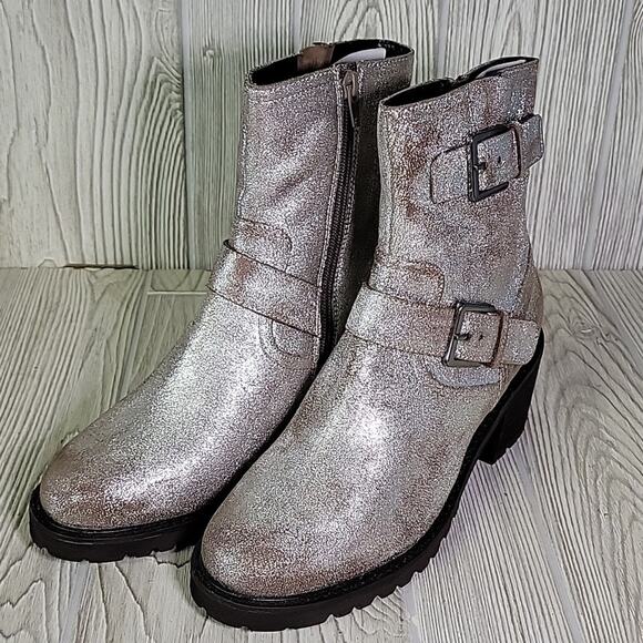 Seychelles Run Free Pewter Silver Combat Moto Boots Womens 7.5 NEW - Picture 11 of 14